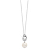 Sterling Silver Rhodium-plated 13-14mm White Coin Freshwater Cultured Pearl 17 inch Necklace and Post Dangle Earrings Set