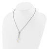 Sterling Silver Rhodium-plated 8-10mm White Teardrop Freshwater Cultured Pearl and CZ 18 inch with 2 inch Extension Necklace and Post Dangle Earrings Set