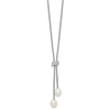 Sterling Silver Rhodium-plated 8-10mm White Teardrop Freshwater Cultured Pearl and CZ 18 inch with 2 inch Extension Necklace and Post Dangle Earrings Set
