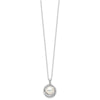 Sterling Silver Rhodium-plated 8-10mm White Button Freshwater Cultured Pearl and CZ 17 inch Necklace and Post Earrings Set