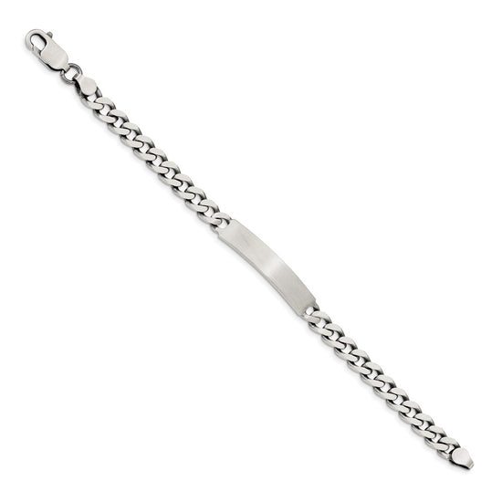 Sterling Silver 8inch Engraveable Antiqued Curb Link ID Bracelet