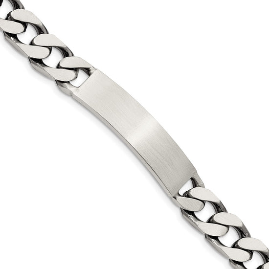 Sterling Silver 8.5inch Engraveable Antiqued Curb Link ID Bracelet