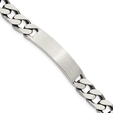 Sterling Silver Engravable Antiqued Curb Link 39x9mm Plate 7.5 inch ID Bracelet