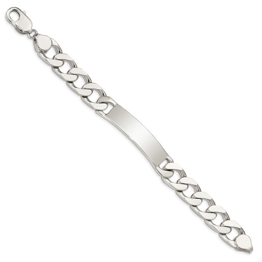 Sterling Silver 8.5inch Polished Engraveable Curb Link ID Bracelet