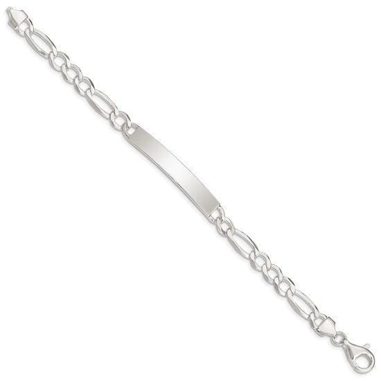 Sterling Silver Figaro Link ID Bracelet