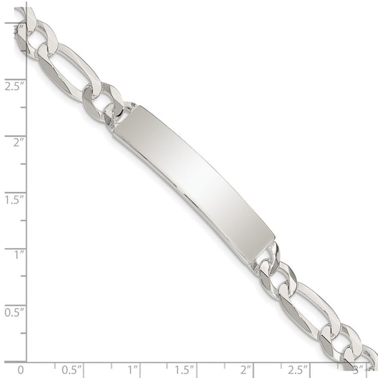 Sterling Silver Figaro Link ID Bracelet