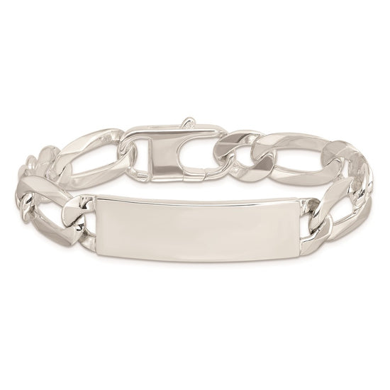 Sterling Silver Figaro Link ID Bracelet