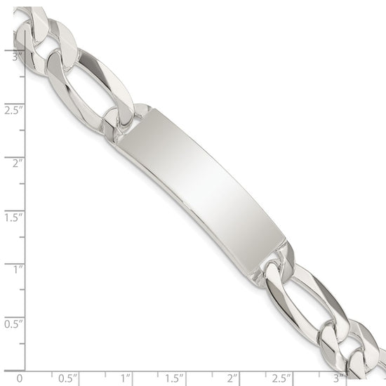 Sterling Silver Figaro Link ID Bracelet