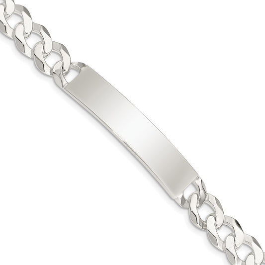 Sterling Silver Polished Engravable Curb Link 46x9mm Plate 8.5 inch ID Bracelet