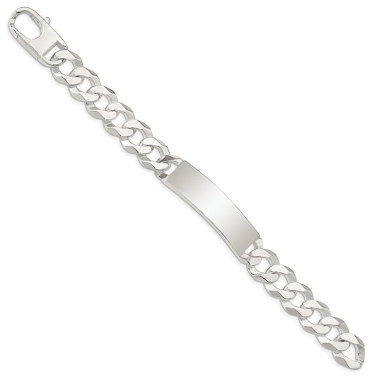 Sterling Silver Polished Engravable Curb Link 46x13mm Plate 8.5 inch ID Bracelet