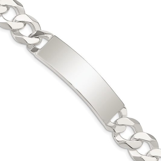 Sterling Silver Polished Engravable Curb Link 46x13mm Plate 8.5 inch ID Bracelet
