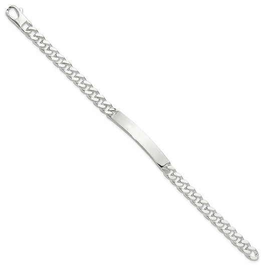 Sterling Silver Polished Engravable Curb Link 40x6.5mm Plate 8 inch ID Bracelet