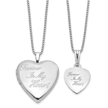 Sterling Silver RH-plated FOREVER 20mm/12mm Locket/Pendant Set