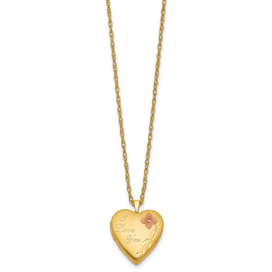 Gold Filled I LOVE YOU Enameled Heart Locket Necklace
