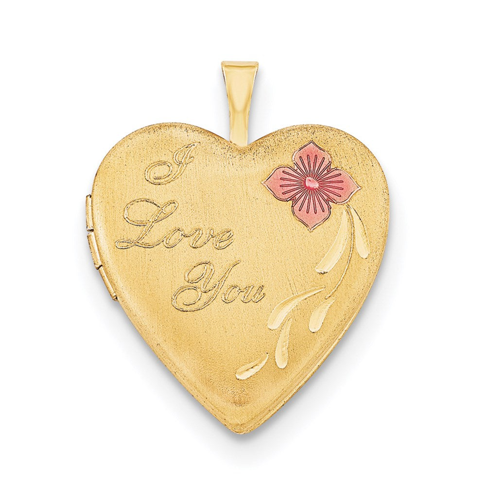 Gold Filled I LOVE YOU Enameled Heart Locket Necklace
