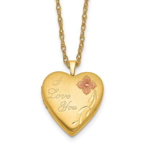 Gold Filled I LOVE YOU Enameled Heart Locket Necklace