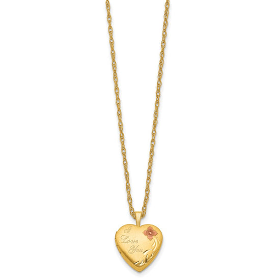 Gold Filled I LOVE YOU Enameled Heart Locket Necklace
