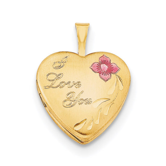 Gold Filled I LOVE YOU Enameled Heart Locket Necklace