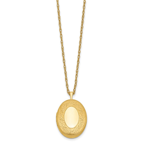 1/20 14K Gold Filled 26mm Leaf Border Oval Locket Necklace
