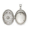 Sterling Silver Rhodium-plated CZ Filigree Top Polished Back Oval Locket