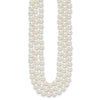 Majestik Sterling Silver Rhodium-plated 3 Row 10-11mm White Imitation Shell Pearl Hand-knotted Necklace