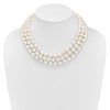 Majestik Sterling Silver Rhodium-plated 3 Row 10-11mm White Imitation Shell Pearl Hand-knotted Necklace