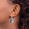 Brilliant Embers Sterling Silver Rhodium-plated 194 Stone Black and White CZ Cat Dangle Hinged Hoop Earrings