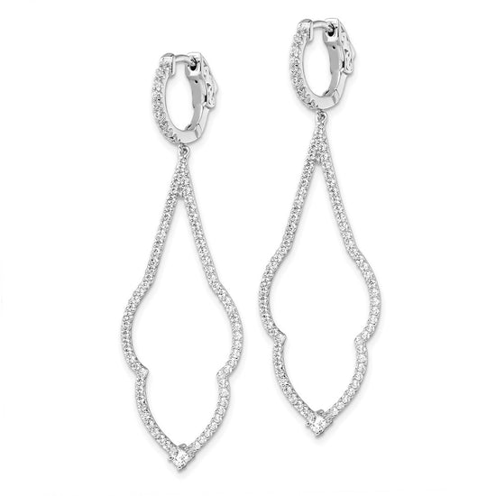 Brilliant Embers Sterling Silver Rhodium-plated 156 Stone Micro Pav‚ CZ Hinged Hoop Dangle Earrings