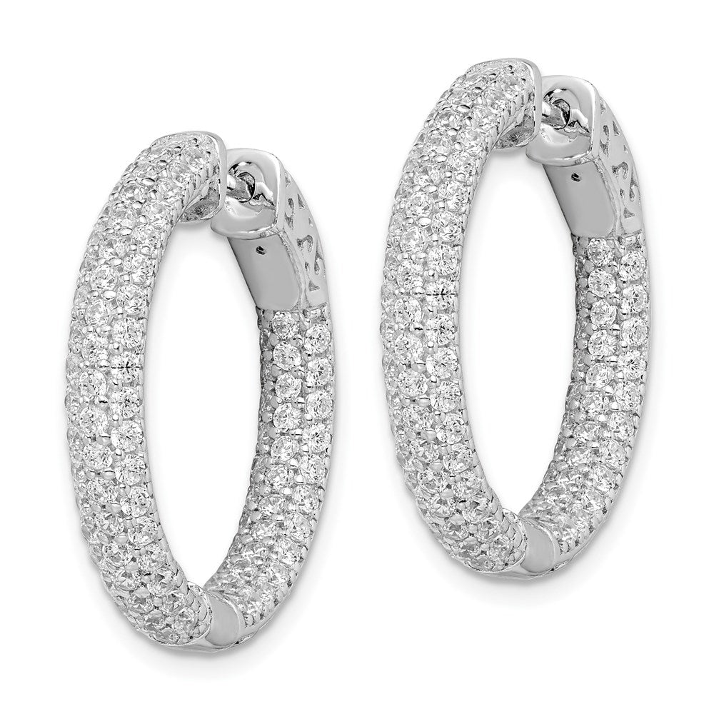 Sterling Silver Pave CZ Hinged Hoops