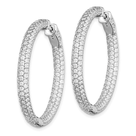 Sterling Silver Pave CZ Hinged Hoops