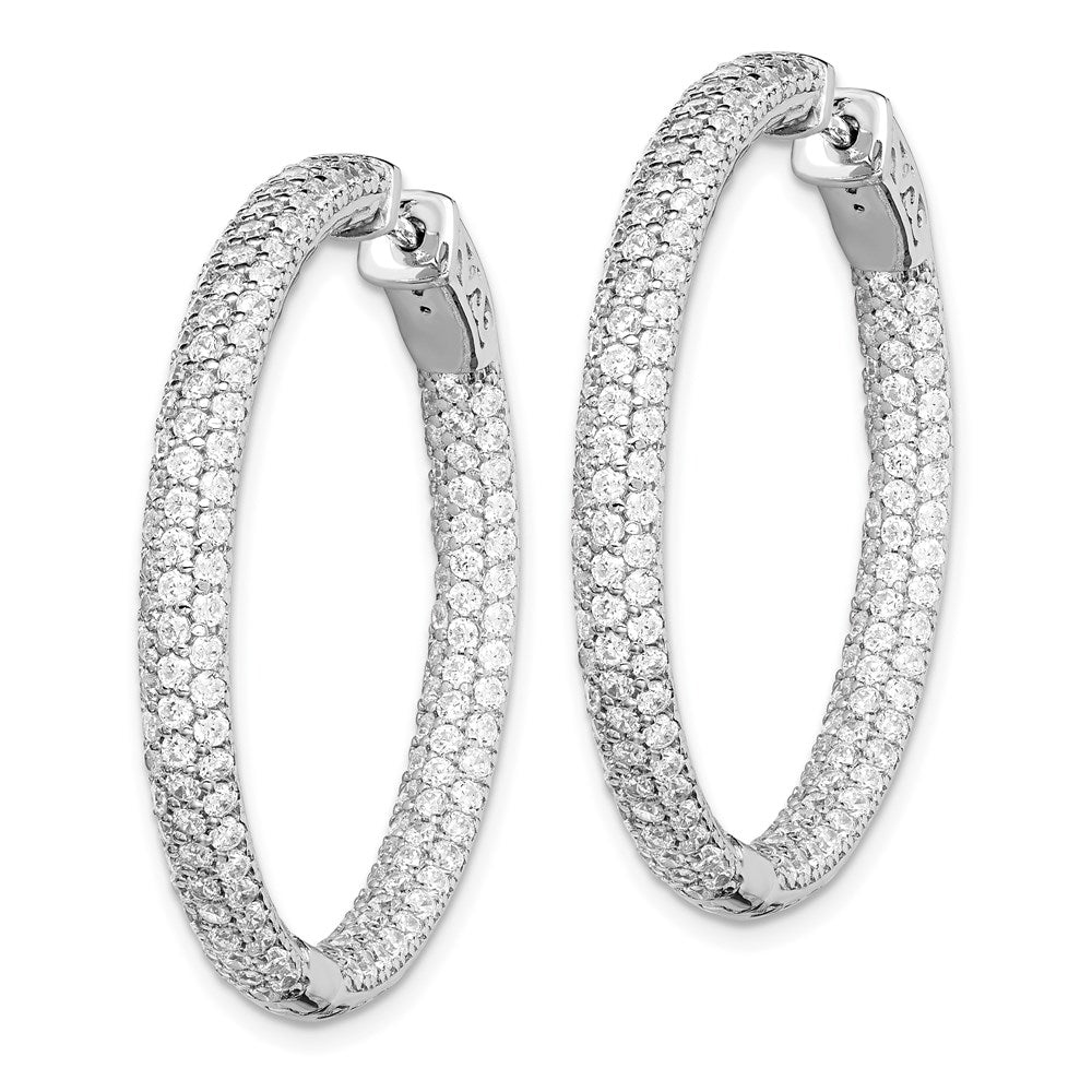 Sterling Silver Pave CZ Hinged Hoops