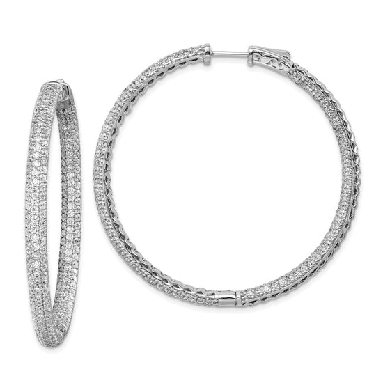 Sterling Silver Pave CZ Hinged Hoops