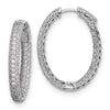 Sterling Silver CZ Oval Hinged Hoops