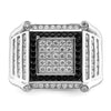 Brilliant Embers Sterling Silver Rhodium-plated 113 Stone Micro Pav‚ CZ Black and White Men's Ring