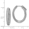 Sterling Silver CZ Oval Hinged Hoops