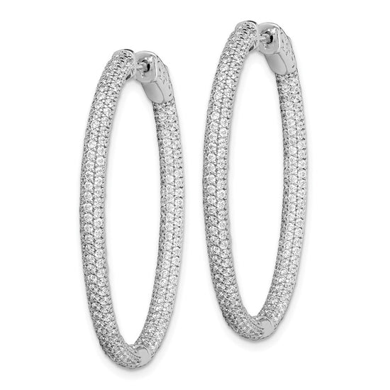 Sterling Silver CZ Oval Hinged Hoops