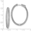 Sterling Silver CZ Oval Hinged Hoops