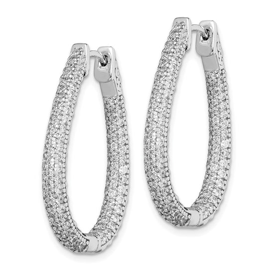 Sterling Silver Teardrop CZ Hinged Hoops