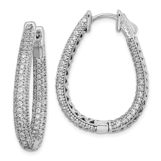 Sterling Silver Teardrop CZ Hinged Hoops