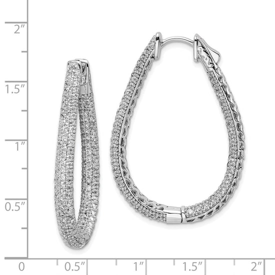 Sterling Silver Teardrop CZ Hinged Hoops