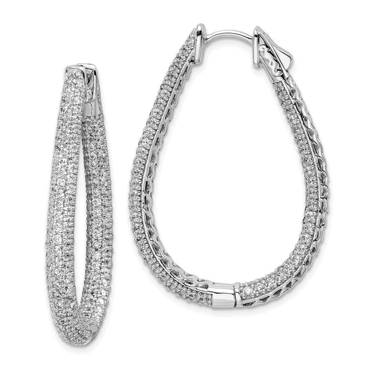 Sterling Silver Teardrop CZ Hinged Hoops