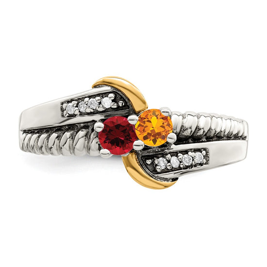 Birthstone and Diamond Mother's Ring Semi-Mount