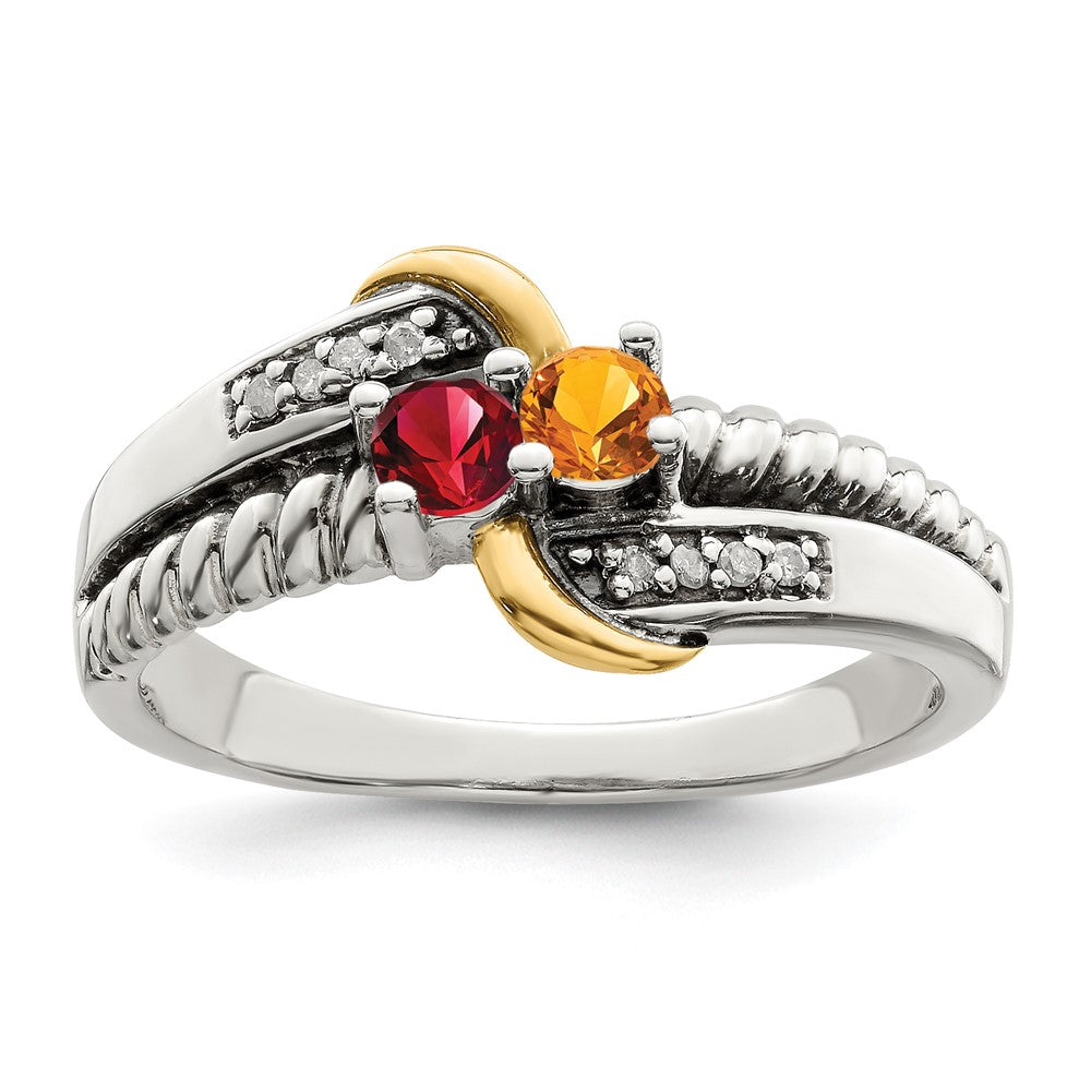 Birthstone and Diamond Mother's Ring Semi-Mount