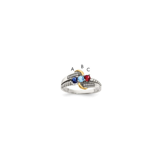 Birthstone and Diamond Mother's Ring Semi-Mount