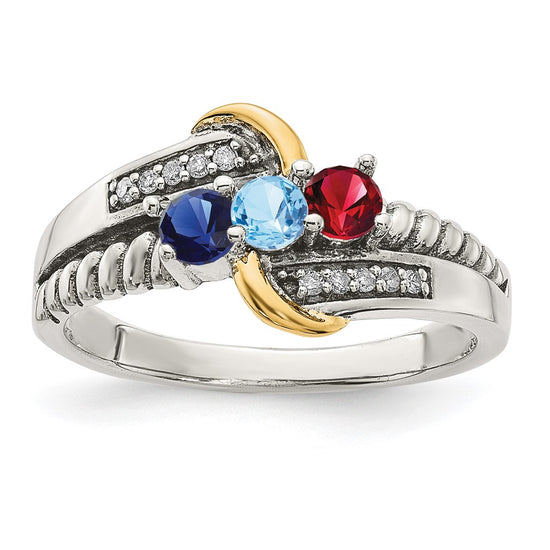 Birthstone and Diamond Mother's Ring Semi-Mount