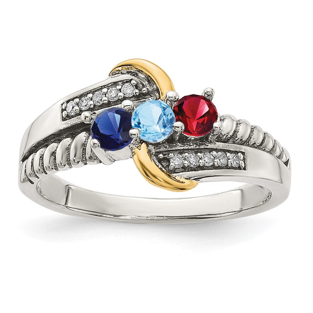 Birthstone and Diamond Mother's Ring Semi-Mount