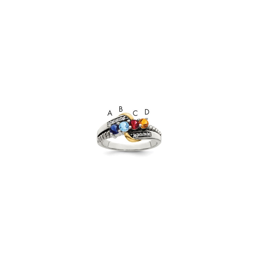 Birthstone and Diamond Mother's Ring Semi-Mount