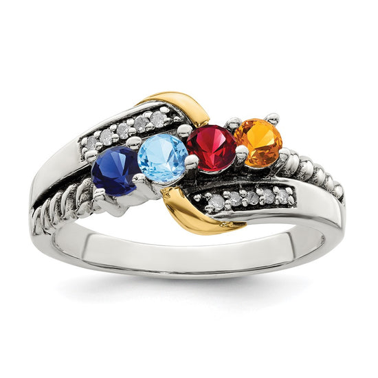 Birthstone and Diamond Mother's Ring Semi-Mount