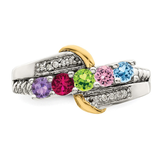 Birthstone and Diamond Mother's Ring Semi-Mount