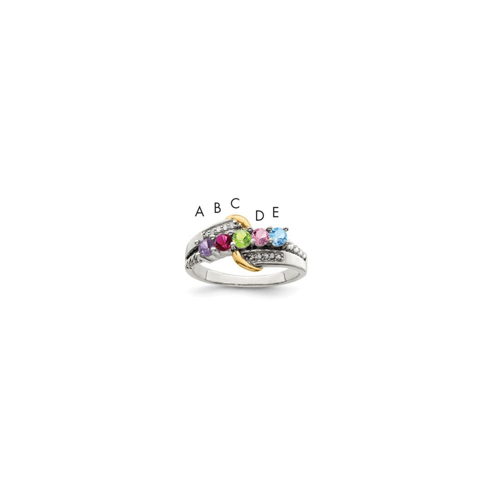 Birthstone and Diamond Mother's Ring Semi-Mount